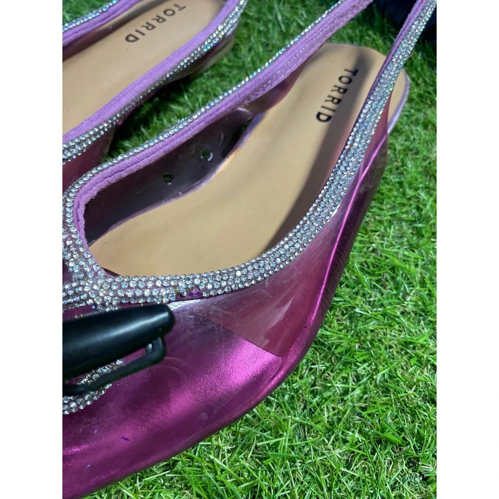 Torrid Pink Rhinestone‎ Slingback Pointed Toe Flats Women's Shoes